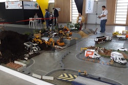 INTERMAT attendees had the opportunity to try their skills at operating remote controlled scale models of construction equipment.