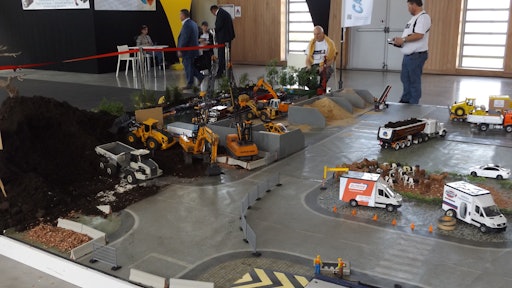INTERMAT attendees had the opportunity to try their skills at operating remote controlled scale models of construction equipment.