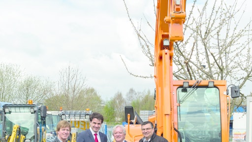 A Yanmar excavator in special green and orange painting was handed to Heiler in April 2015 (left to right Michael Heiler, Managing Director Heiler; Jean-Marc Reynaud, President Yanmar Construction Equipment Europe; Udo Heiler, Managing Director Heiler; and Manuel Lopez-Infantes, Managing Director Lopez-Infantes Baumaschinen).