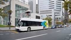 Nova Bus is currently developing a fully electric bus which uses an overhead fast charging station recharge the bus' four batteries.