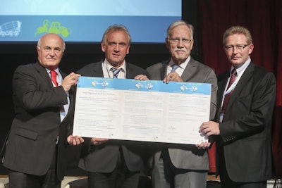 From left to right: Richard Markwell, President of CEMA; Dr. Peter Jahr, Member of the European Parliament; Dominique Riquet, Member of the European Parliament; Eric Lepine, President of CECE.