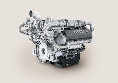 MTU Series 1600 units for agricultural and forestry machines are available in a range from 567 to 736 kW and will comply with EU Stage V regulations using in-engine technology only. No exhaust gas aftertreatment systems are required.