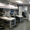 The interior of the Michigan Tech Mobile Lab includes work stations and two fully, functional engine test cells, one on each end of the double-wide trailer in which the lab is housed.