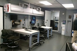 The interior of the Michigan Tech Mobile Lab includes work stations and two fully, functional engine test cells, one on each end of the double-wide trailer in which the lab is housed.