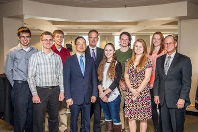 In September, Doosan, Bobcat Company and NDSU announced the 2015 academic year scholarship recipients. Seven of those scholarship recipients are pictured with Scott Park, President and CEO of Doosan Infracore; Rich Goldsbury, President of Bobcat and Doosan, North America; and Dean Bresciani, President of NDSU.