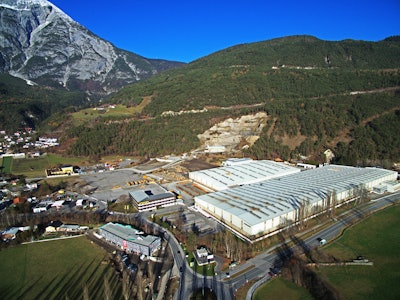 View of the plant of Liebherr-Werk Telfs GmbH, where the crawler tractor was manufactured.