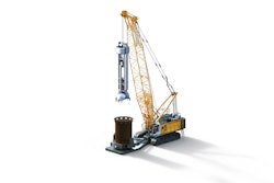 3D computer graphic of Liebherr duty cycle crawler crane HS 8130 HD with casing oscillator