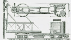 Self-propelled railroad pile drivers were built by Industrial Works as early as 1885, as evidenced by this Steam Pile-Driver Car.