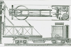 Self-propelled railroad pile drivers were built by Industrial Works as early as 1885, as evidenced by this Steam Pile-Driver Car.
