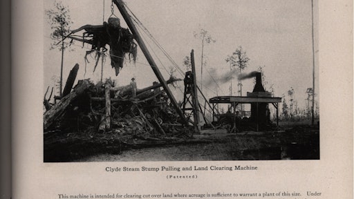 The Clyde Steam Stump Pulling and Land Clearing Machine, featured in the company's catalog.