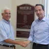 Eric Alström, President, Danfoss Power Solutions (right), with Hollis White, Founder, White Drive Products Inc., at the White Drive Products Inc. headquarters in Hopkinsville, KY.