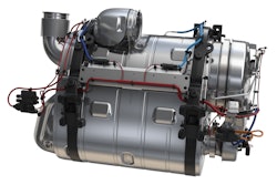 Mack ClearTech One combines a DPF, SCR and DEF dosing system into a single unit which provides up to 11 in. (27.94 cm) of additional frame rail space.