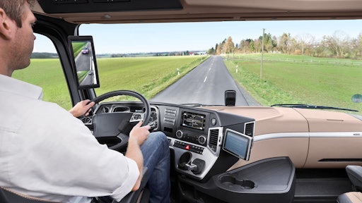 The Mirror Cam System replaces the two side-view mirrors, reducing wind resistance and therefore cutting fuel consumption. The video sensors can be integrated into the driver’s cab, which is also where the monitors that display the video images are located.