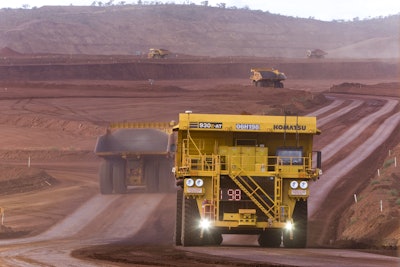 An autonomous haul truck in operation at Rio Tinto's West Angelas mine site.