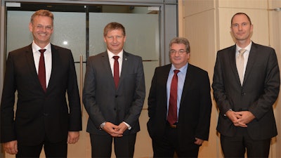 From left to right: Michael Kohlem (Claas), Dr. Markus Baldinger (Pöttinger), Jeannot Hironimus (Kuhn), Ivo Hostens (CEMA).