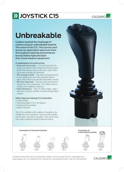 Product information sheet for the Caldaro C15 joystick