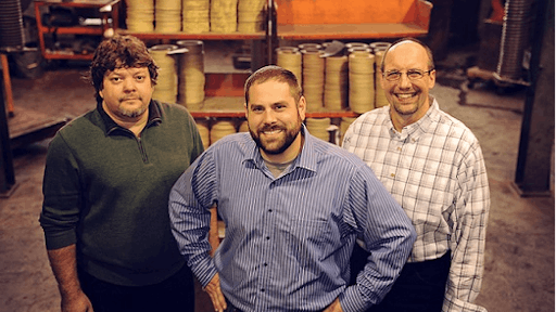 The GMP Friction Products management team, (from left) Terry Hart, Production Manager; Rick Cardarelli, President; and Scott Durkin, Quality and Engineering Manager.