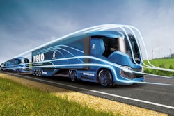 The IVECO Z TRUCK concept features a more aerodynamic shape for improved fuel efficiency and automated driving capabilities.