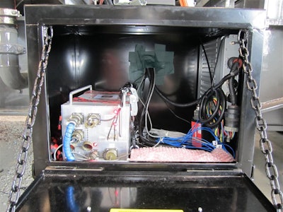 Data acquisition equipment stored onboard a piece of off highway equipment. The data can be accessed remotely via cell phone, laptop, etc to check and download data.