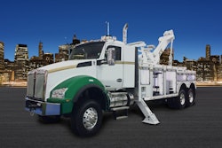 The Kenworth T880 is now available in an all-wheel drive configuration. The front drive axle is installed at the Kenworth factory, which speeds delivery time and saves costs for customers. The all-wheel drive T880 is being used in oil fields, configured as an off-road crane, in utility and construction work, or used with municipalities and fire/rescue. The Marmon Herrington MT-22 front drive axle is available in a 6x6 or 8x8 Class 8 configuration with a capacity rating up to 22,000 pounds. The all-drive configuration requires a Fabco transfer case, and can be specified with Fabco’s 1-speed TC-142 or 2-speed TC-143 transfer case, depending on customer requirements.