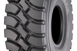 GP-4D high-traction, deep-tread tire for articulated dump trucks