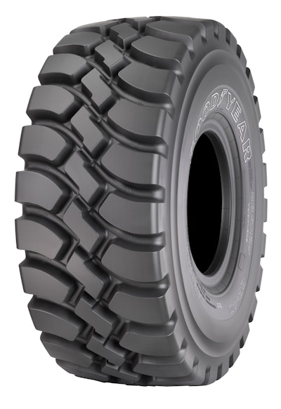 GP-4D high-traction, deep-tread tire for articulated dump trucks