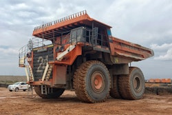 Hitachi dump truck EH4500 powered by MTU 16V 4000 C21L engine with an output of 2014 kW (2700 hp) at the Lumwana mine in Zambia.