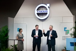 From left: Margaret Cederoth, Sustainability Manager at the California High-Speed Rail Authority; Dr. Bryan Staley, President and CEO of the Environmental Research and Education Foundation; and Dave Ross, Vice President of Advanced Engineering at Volvo CE.