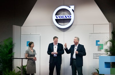 From left: Margaret Cederoth, Sustainability Manager at the California High-Speed Rail Authority; Dr. Bryan Staley, President and CEO of the Environmental Research and Education Foundation; and Dave Ross, Vice President of Advanced Engineering at Volvo CE.