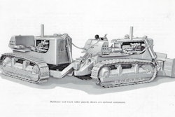 Caterpillar D9G crawler tractors with the Quad-Track Arrangement, shortly after the arrangement was introduced.
