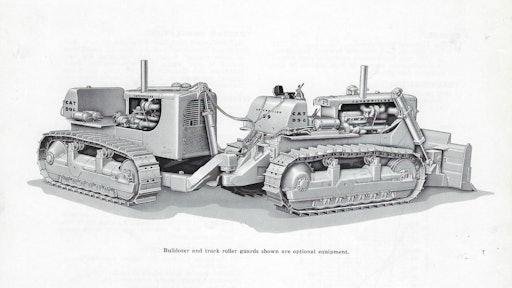 Caterpillar D9G crawler tractors with the Quad-Track Arrangement, shortly after the arrangement was introduced.