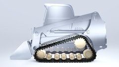 The Vortech rubber track system improves driver efficiency and workability in compact tracked loader applications through an optimized internal structure and tread pattern to lower the bending resistance.