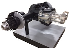 Wrightspeed's Geared Traction Drive, fitted to a custom AxleTech International drive axle, provides high-power electric drive and regenerative braking.
