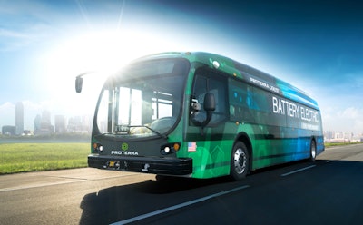 Proterra will test the autonomous capabilities of a transit bus, such as the one pictured, in real world public transport conditions.