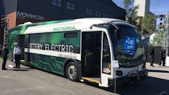 Proterra's battery electric bus was one of the many alternative energy vehicles included in the event's ride and drive.