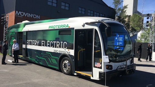 Proterra's battery electric bus was one of the many alternative energy vehicles included in the event's ride and drive.
