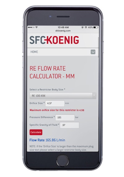Sfc Koenig Flow Rate Calculator