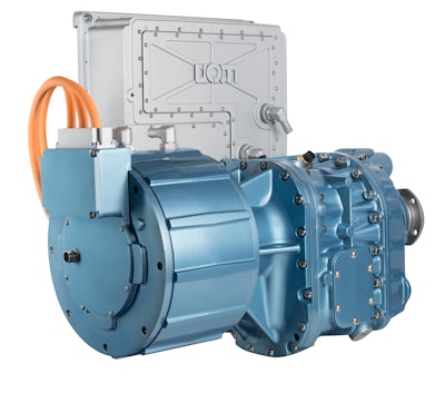 The UQM PowerPhase DT pairs any of its PowerPhase HD propulsion systems with Eaton’s two-speed transmission.