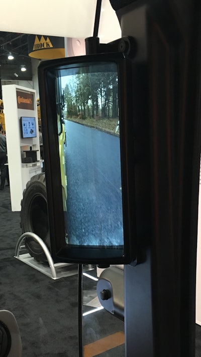 The virtual mirror Continental displayed at CONEXPO-CON/AGG 2017 is designed to replace traditional exterior mirrors, using cameras to provide improved visibility.