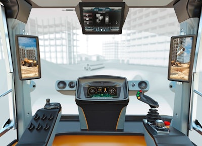 A rendering of the cab Continental displayed at CONEXPO-CON/AGG 2017 which included some of its latest technologies, such as digital mirrors, to demonstrate the trends it sees entering the heavy-duty equipment industry.