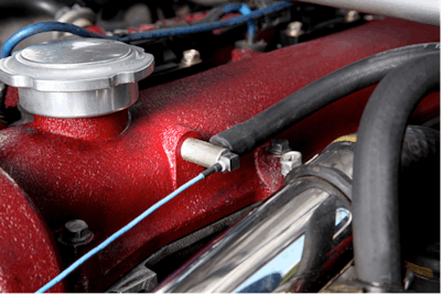 The PCB accelerometer mounted on an engine.