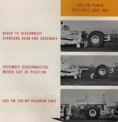 Illustrating the process of changing an unpowered C500 scraper rear end for a Pushpak.