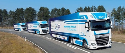 DAF trucks participating in truck platooning trial.
