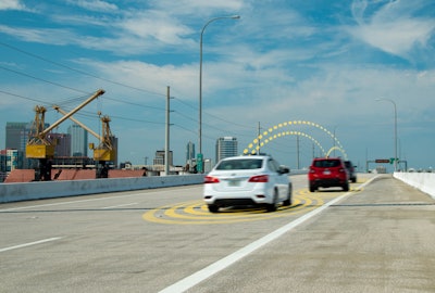 The Tampa Connected Vehicle Pilot includes vehicle-to-vehicle (V2V) communications applications, which will alert drivers of connected vehicles when another connected vehicle ahead brakes hard or when a forward collision with another connected vehicle is imminent.