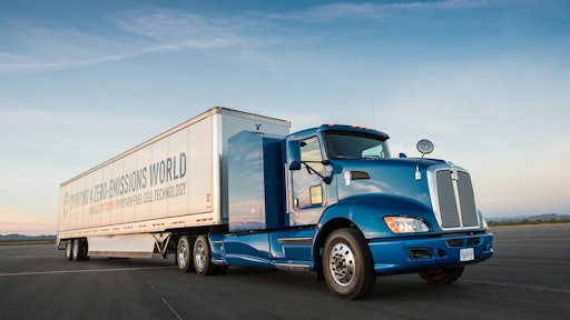 The Toyota heavy-duty hydrogen fuel cell Class 8 truck will receive its hydrogen supply from the company's new hydrogen generation station.