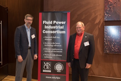 MSOE has partnered with the NFPA to develop the FPIC seminars. Pictured are Eric Lanke, President/CEO of the NFPA (left), and Tom Wanke, CFPE Director, Fluid Power Industrial Consortium and Industry Relations.