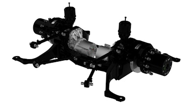 AxleTech collaborated with Proterra to develop a new electric drivetrain which includes two motors and a multi-speed transmission integrated into a planetary wheel end.