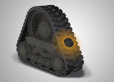 Continental's track-condition monitoring concept features a microchip molded into the tread of the track, and communicates directly with a user-friendly monitor in the cab to provide operators with real-time data.