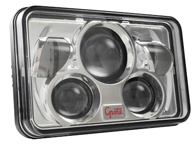 Grote's new High/Low Beam 4 x 6 in. LED headlamp offers both high and low beam capabilities in a small package size to save on installation space.