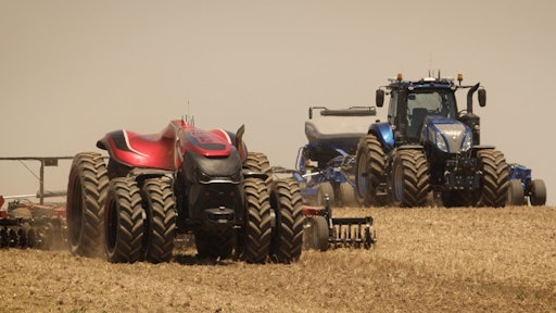 The Case IH and New Holland Agriculture autonomous concept tractors.